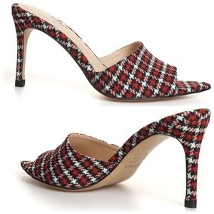 L'AGENCE Open Toe Heel Size 39 Black Red Tweed Good Condition 90‘s Style